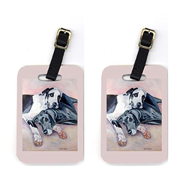 Carolines Treasures Carolines Treasures 7164BT Pair of 2 Harlequin and Bule Natural Great Danes Luggage Tags 7164BT - main